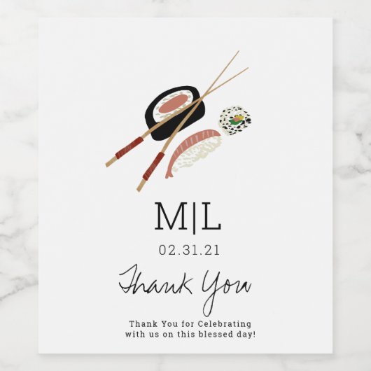 Étiquette Pour Bouteilles De Vin Sushi Roll Chopsticks Sake Favoriser (Étiquettes simples)