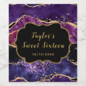 Étiquette Pour Bouteilles De Vin Sweet sixteen d'agate des séquences violet foncé e (Étiquettes simples)