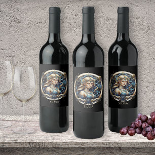 Étiquette Pour Bouteilles De Vin Symbole d'Astrologie de la typographie de la Vierg
