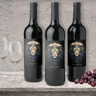 Étiquette Pour Bouteilles De Vin Symbole d'astrologie de l'étoile cosmique Leo pers