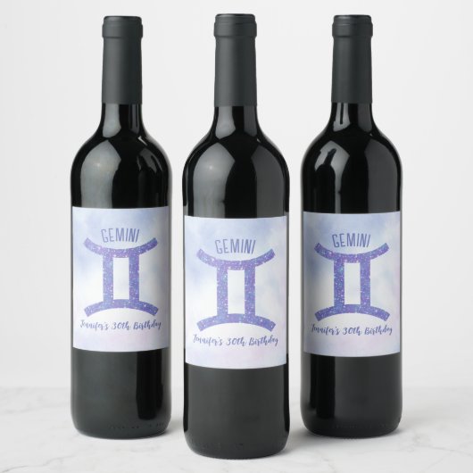Étiquette Pour Bouteilles De Vin SYMBOLE D'Astrologie Gemini Cute Personnalisé Viol (Bouteilles)