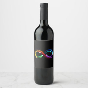 Étiquette Pour Bouteilles De Vin Symbole de l'infini des comètes arc-en-ciel