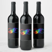 Étiquette Pour Bouteilles De Vin Symbole d'infini avec plume arc-en-ciel (Bouteilles)