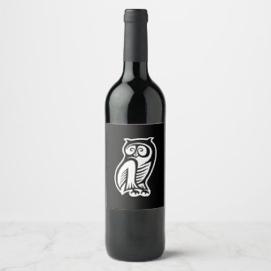 Étiquette Pour Bouteilles De Vin Symbole hibou blanc