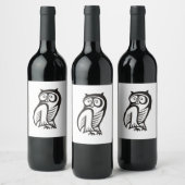 Étiquette Pour Bouteilles De Vin Symbole hibou noir (Bouteilles)