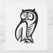 Étiquette Pour Bouteilles De Vin Symbole hibou noir (Étiquettes simples)