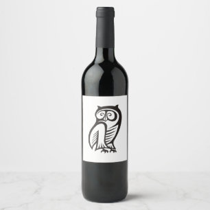 Étiquette Pour Bouteilles De Vin Symbole hibou noir
