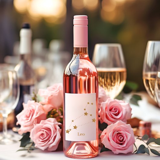 Étiquette Pour Bouteilles De Vin SYMBOLE Zodiaque moderne Gold Leo | Incendie d'élé