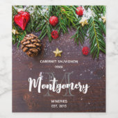 Étiquette Pour Bouteilles De Vin Table de Noël rustique avec vinification de pin et (Étiquettes simples)