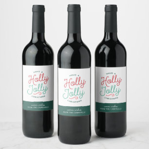 Étiquette Pour Bouteilles De Vin Tags cadeaux Holly Jolly Christmas