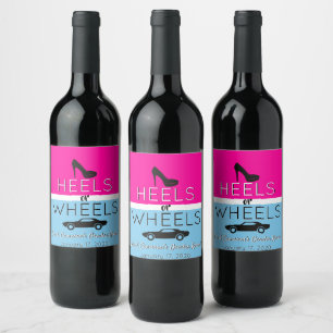 Étiquette Pour Bouteilles De Vin Talons ou roues rose Talon bleu Révélation de genr