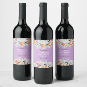 Étiquette Pour Bouteilles De Vin Tangerine Agrumes Branches florissantes Wreath Flo