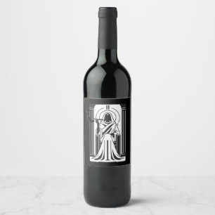 Étiquette Pour Bouteilles De Vin Tarot Grande Prêtresse Fumée de Weed Occulte