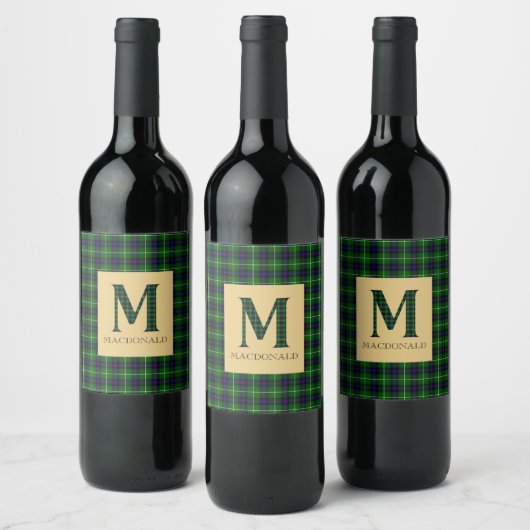 Étiquette Pour Bouteilles De Vin Tartan MacDonald Monogramme M  (Bouteilles)