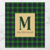 Étiquette Pour Bouteilles De Vin Tartan MacDonald Monogramme M  (Étiquettes simples)