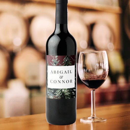 Étiquette Pour Bouteilles De Vin Tartan Russe Forêt Plaid Rouge Noir Vert Blanc