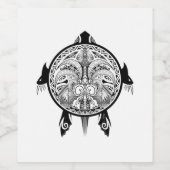 Étiquette Pour Bouteilles De Vin Tatouage de Tribal Turtle Shield (Étiquettes simples)