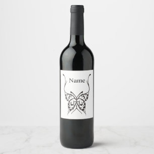 Étiquette Pour Bouteilles De Vin Tatouage papillon stylisé Thunder_Cove