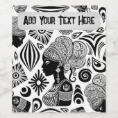 Étiquette Pour Bouteilles De Vin Tatouage Tribal Portrait de Fille Africaine (Étiquettes simples)