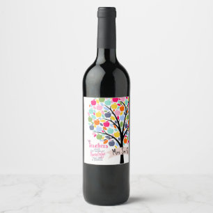 Étiquette Pour Bouteilles De Vin Teacher Pommier coloré Merci cadeau
