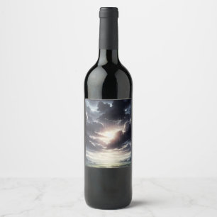 Étiquette Pour Bouteilles De Vin Température Coucher de soleil sur la vallée Serene