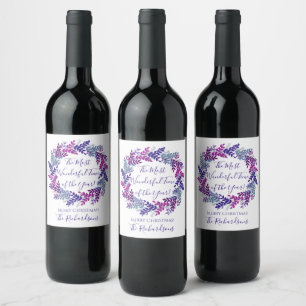 Étiquette Pour Bouteilles De Vin Temps le plus Merveilleux Année Purple Noël Wrea
