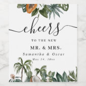 Étiquette Pour Bouteilles De Vin Tendance Tropical Aquarelle Feuilles Vertes (Étiquettes simples)