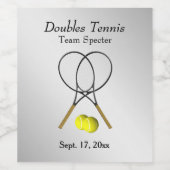 Étiquette Pour Bouteilles De Vin Tennis Custom Silver (Étiquettes simples)
