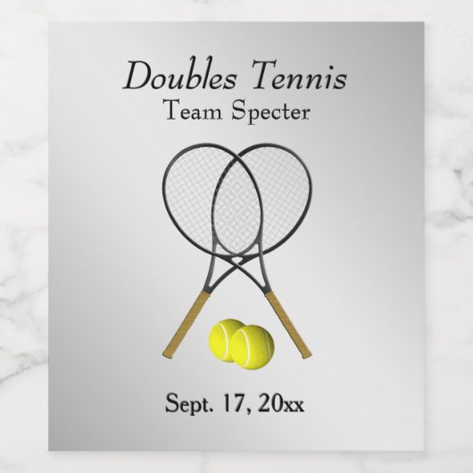 Étiquette Pour Bouteilles De Vin Tennis Custom Silver (Étiquettes simples)