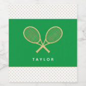 Étiquette Pour Bouteilles De Vin Tennis Party Chic Or et Vert Custom (Étiquettes simples)