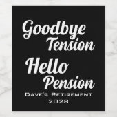 Étiquette Pour Bouteilles De Vin Tension d'adieu personnalisée Hello Pension (Étiquettes simples)