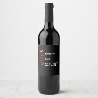 Étiquette Pour Bouteilles De Vin Tentative drôle de liste de Noël gentil méchant 