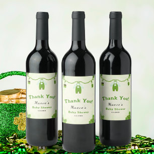 Étiquette Pour Bouteilles De Vin Tenue de bébé Trèfle Petite Chanceuse Baby Shower