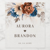 Étiquette Pour Bouteilles De Vin Terracotta Marine Bleu Pampas Grass Mariage rustiq (Étiquettes simples)