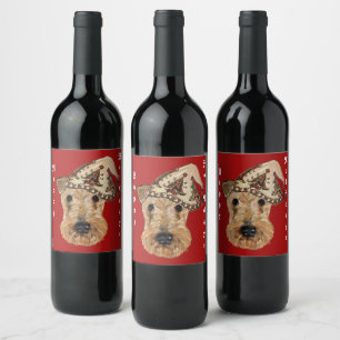 ÉTIQUETTE POUR BOUTEILLES DE VIN TERRIER AIREDALE