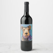 Étiquette Pour Bouteilles De Vin Terrier Airedale (Devant)