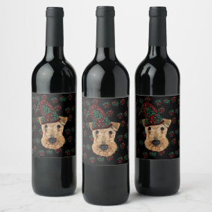 ÉTIQUETTE POUR BOUTEILLES DE VIN TERRIER AIREDALE