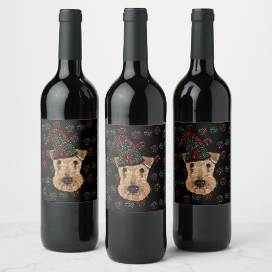 ÉTIQUETTE POUR BOUTEILLES DE VIN TERRIER AIREDALE (Bouteilles)