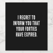 Étiquette Pour Bouteilles De Vin Tes quarante ans ont expiré, 50e anniversaire, drô (Étiquettes simples)