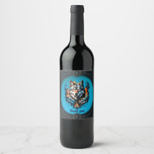 Étiquette Pour Bouteilles De Vin Tête de loup majestueux