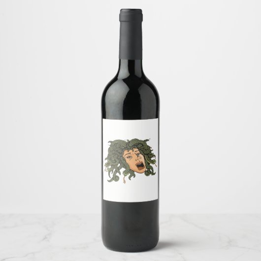 Étiquette Pour Bouteilles De Vin Tête de Medusa (Devant)