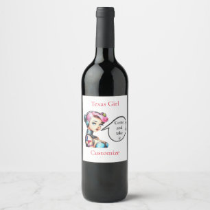 Étiquette Pour Bouteilles De Vin Texas Girl Thunder_Cove