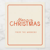 Étiquette Pour Bouteilles De Vin Texte de Noël Joyeux écrit à la main (Étiquettes simples)