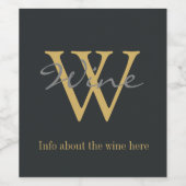 Étiquette Pour Bouteilles De Vin Texte doré et gris (Étiquettes simples)