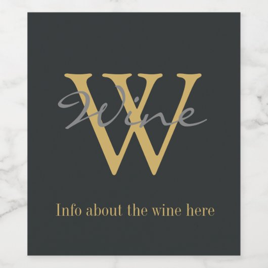 Étiquette Pour Bouteilles De Vin Texte doré et gris (Étiquettes simples)