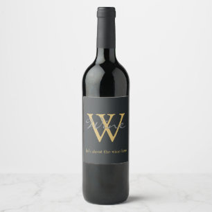Étiquette Pour Bouteilles De Vin Texte doré et gris