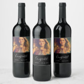 Étiquette Pour Bouteilles De Vin Texte du script photo personnalisé félicitations p (Bouteilles)