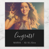 Étiquette Pour Bouteilles De Vin Texte du script photo personnalisé félicitations p (Étiquettes simples)