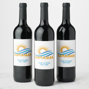 Étiquette Pour Bouteilles De Vin Texte personnalisé Bahamas