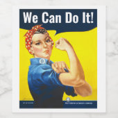 Étiquette Pour Bouteilles De Vin Texte personnalisé, Rosie le Riveter "We Can Do It (Étiquettes simples)